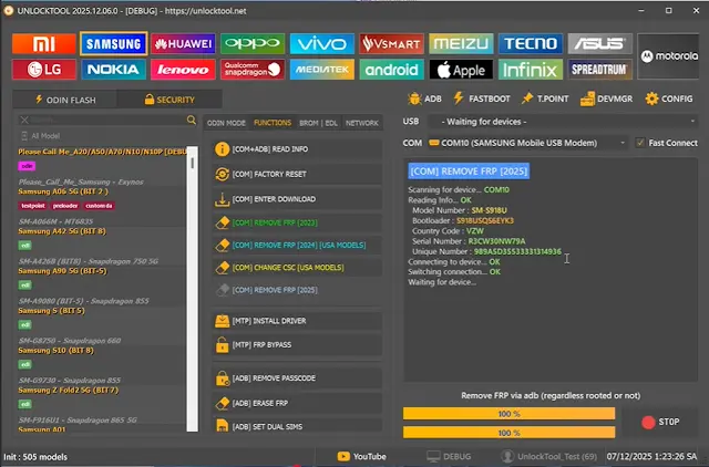UnlockTool 2025.12.06.0 Update Released – Android 16 FRP, New Qualcomm Support & Full Changelog