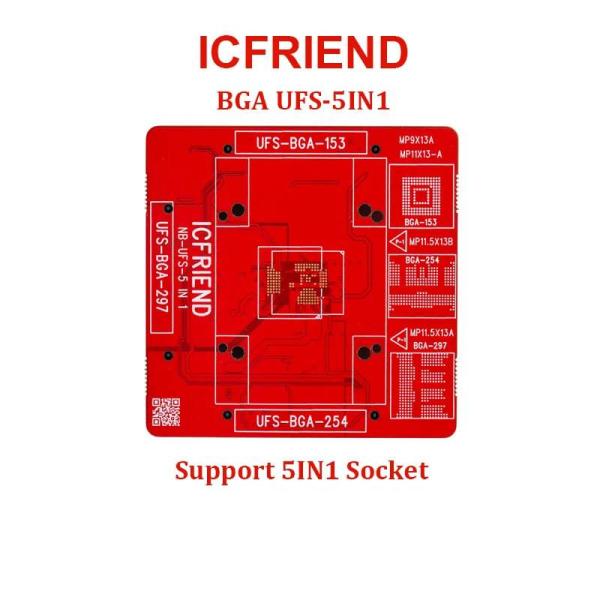 Icfriend UFS & eMMC Socket PCB – 297, 2-in-1, 5-in-1, 153 F64, 254 & 4-in-1 Models