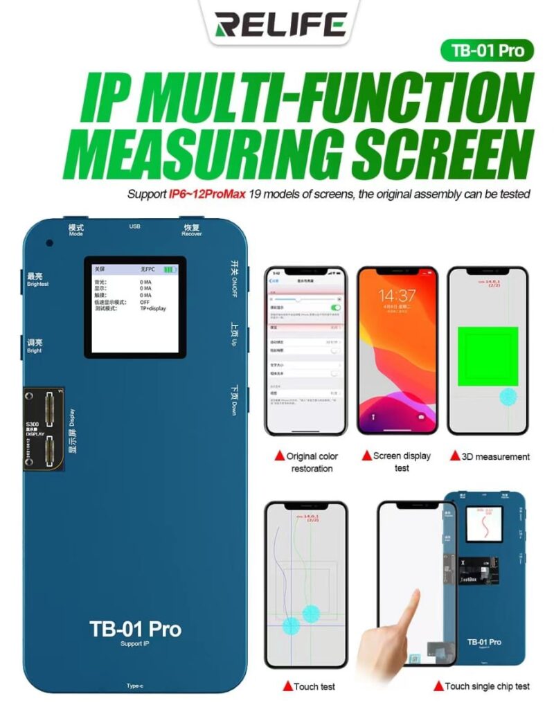 RELIFE TB-01Pro LCD TESTER 6S TO iPhone 13Pro Max)